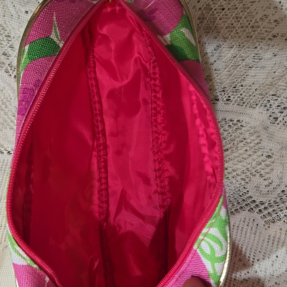 Lilly Pulitzer For Estee Lauder Makeup Bag Pink and Green Floral Bag - Picture 6 of 6